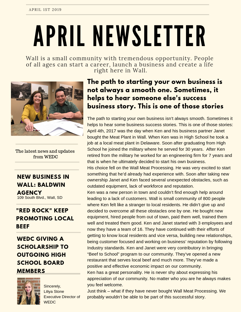 April 2019 newsletter